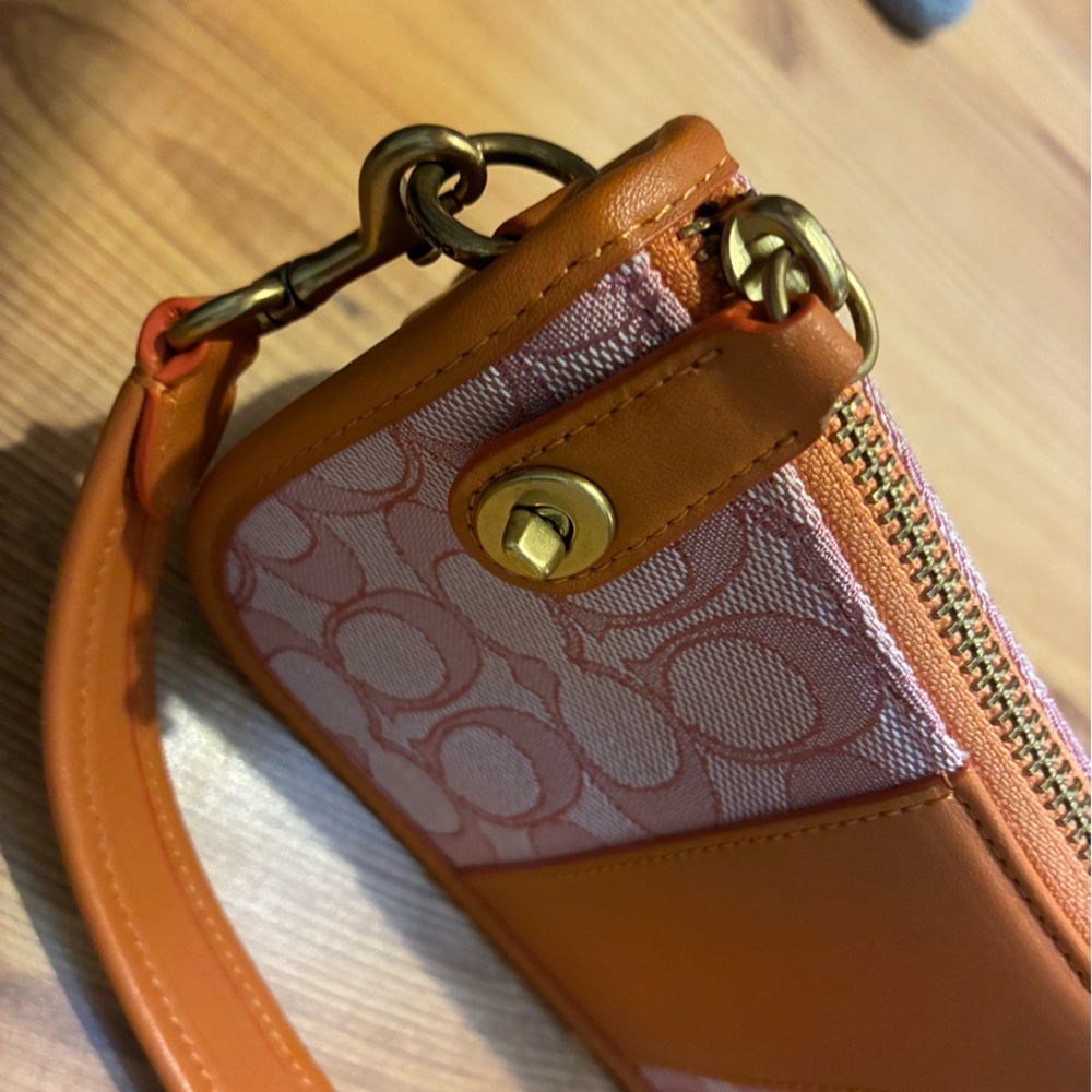 Coach swinger 20 bag pink/orange Signature Jacquard and leather Shoulder Bag - Picture 3 of 7
